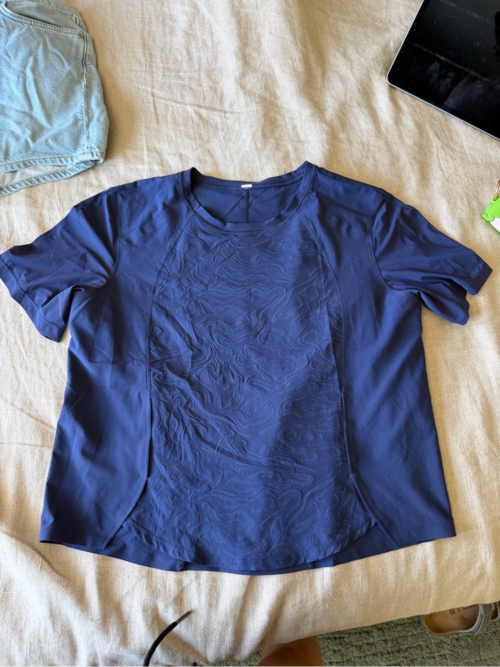 lululemon athletica Navy Short-Sleeve Textured Active Tee